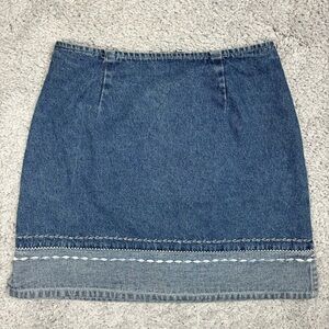 Vintage Skirt Womens 3 Denim Route 66 Y2K Girly Embroidered Jean Classic Party